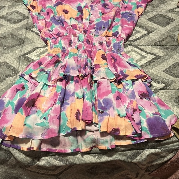 BTFL-life floral ruffled smocked mini dress - Picture 7 of 8